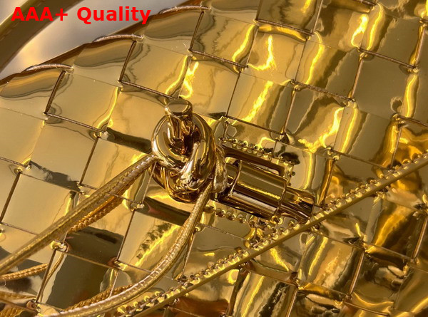 Bottega Veneta Andiamo Clutch in Gold Metallic Intrecciato Leather Replica