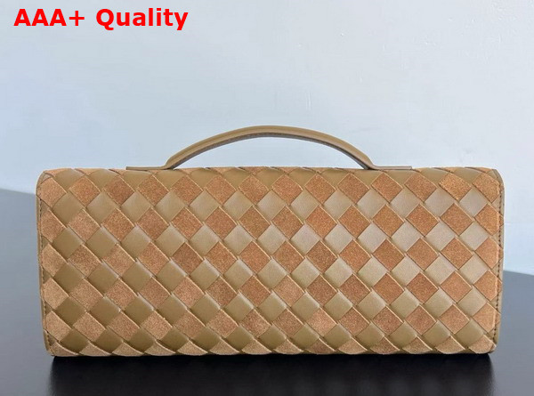 Bottega Veneta Andiamo Clutch in Tan Intrecciato Leather and Suede Leather Replica