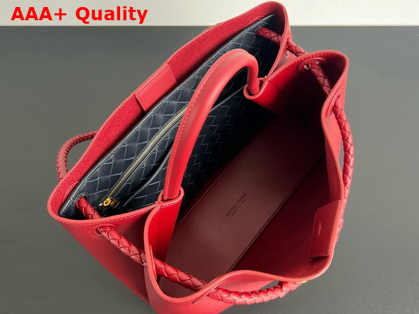 Bottega Veneta Andiamo Top Handle Bag in Silky Calf Leather Rosewood Space Replica