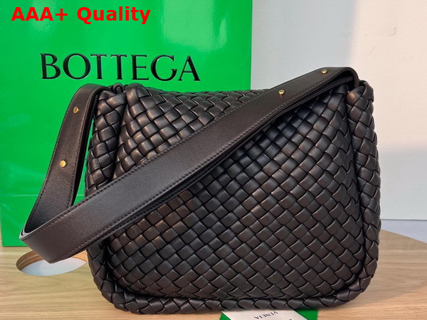 Bottega Veneta Cobble Shoulder Bag Black Lamb Skin Replica