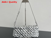 Bottega Veneta Kalimero Cha Cha Silver Foulard Intreccio Clutch Replica