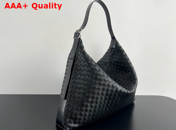 Bottega Veneta Large Traveler Hobo Bag in Black Intrecciato Deerskin Replica