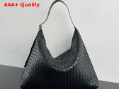 Bottega Veneta Large Traveler Hobo Bag in Black Intrecciato Deerskin Replica