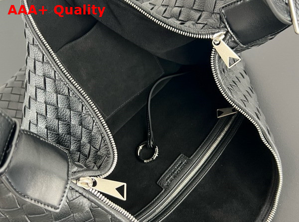 Bottega Veneta Large Traveler Hobo Bag in Black Intrecciato Deerskin Replica