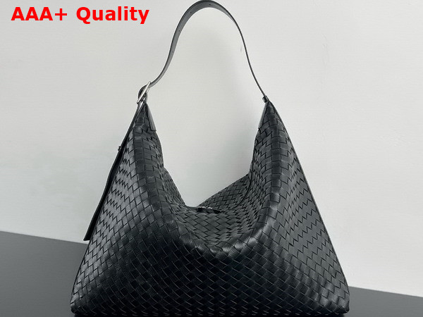 Bottega Veneta Large Traveler Hobo Bag in Black Intrecciato Deerskin Replica
