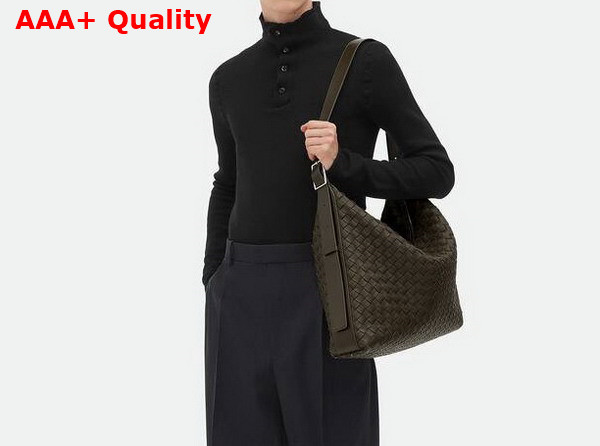 Bottega Veneta Large Traveler Hobo Bag in Fondant Intrecciato Deerskin Replica