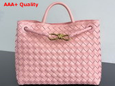 Bottega Veneta Medium Andiamo Bag in Rose Intrecciato Leather Replica