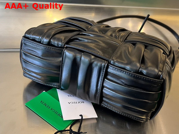Bottega Veneta Mini Arco Tote Bag in Black Foulard Intreccio Leather Replica