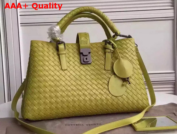 Bottega Veneta Roma Bag in Yellow Intrecciato Calf Replica