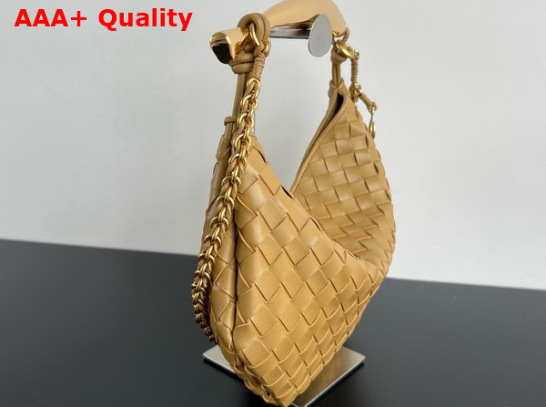 Bottega Veneta Sardine with Chain Dark Praline Intrecciato Leather Replica