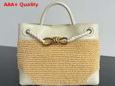 Bottega Veneta Small Andiamo Top Handle Bag in Raffia Torchon and Leather Sea Salt and Natural 827478 Replica