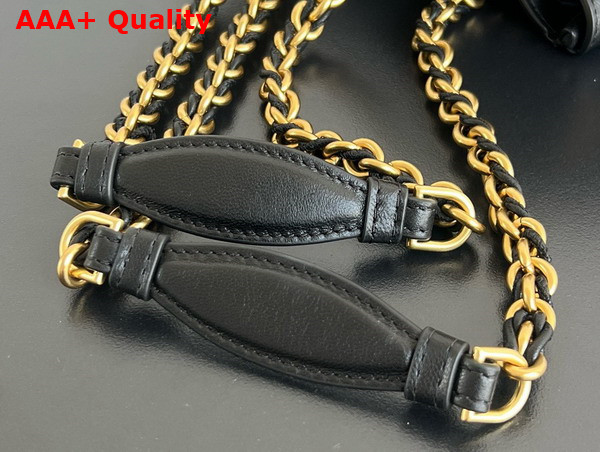 Bottega Veneta Small Parachute Chain Shoulder Bag in Black Intrecciato Leather Replica