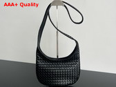 Bottega Veneta Small Veneto Cross Body Bag in Black Intreciato Nappa Fluffy 836918 Replica