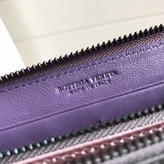 Bottega Veneta Zip Around Wallet in Purple Lambskin
