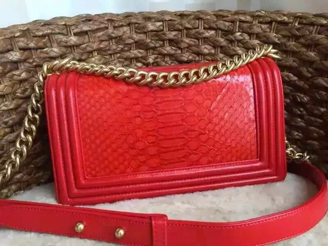 Boy Chanel Flap Bag Red Python for Sale