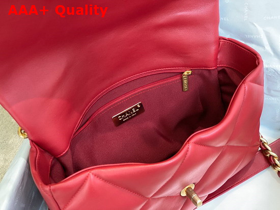 Chanel 19 Large Handbag in Red Lambskin AS1161 Replica