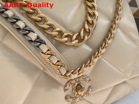 Chanel 19 Maxi Flap Bag in Beige Lambskin AS1162 Replica