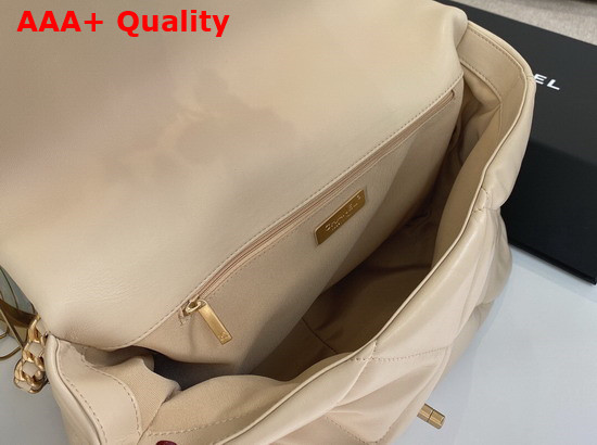 Chanel 19 Maxi Handbag in Beige Lambskin AS1162 Replica