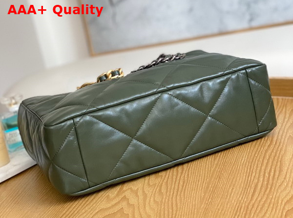 Chanel 19 Shopping Bag in Khaki Lambskin Gold Tone Silver Tone Ruthenium Finish Metal AS3660 Replica