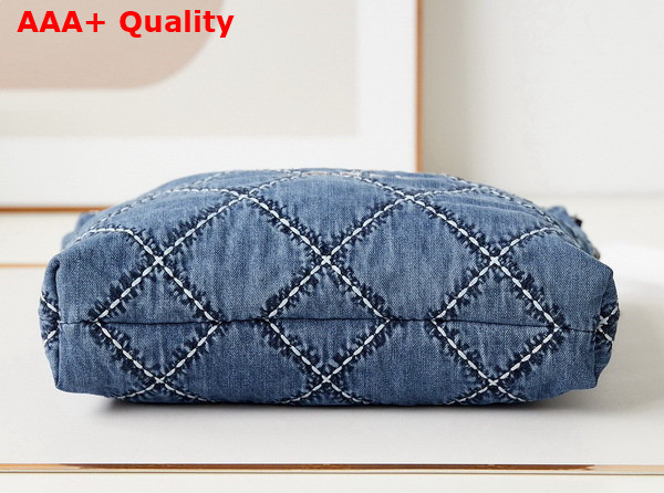 Chanel 22 Handbag Stitched Denim Silver Tone Metal Blue Ref AS3261 Replica