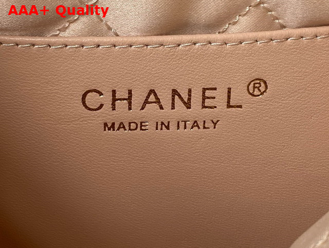 Chanel 22 Mini Handbag in White Shiny Grained Calfskin Gold Tone Metal and Lacquered Metal AS3980 Replica