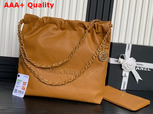 Chanel 22 Small Handbag in Brown Grained Calfskin AS3260 Replica