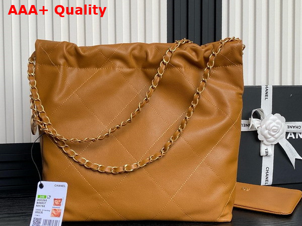 Chanel 22 Small Handbag in Brown Grained Calfskin AS3260 Replica