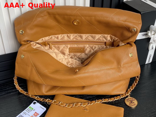 Chanel 22 Small Handbag in Brown Grained Calfskin AS3260 Replica
