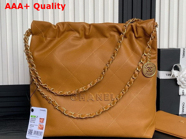 Chanel 22 Small Handbag in Brown Grained Calfskin AS3260 Replica