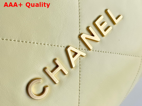 Chanel 22 Small Handbag in Light Yellow Shiny Calfskin AS3260 Replica
