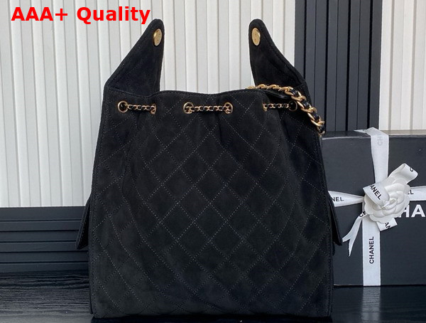 Chanel 25 Medium Handbag in Black Suede Calfskin AS5311 Replica