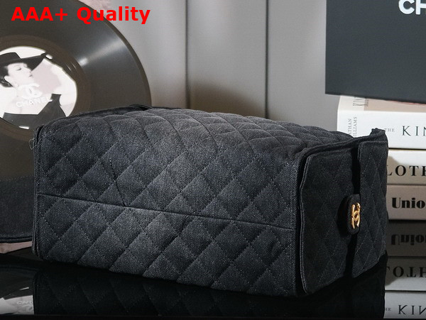 Chanel 25 Medium Handbag in Black Washed Denim AS5311 Replica