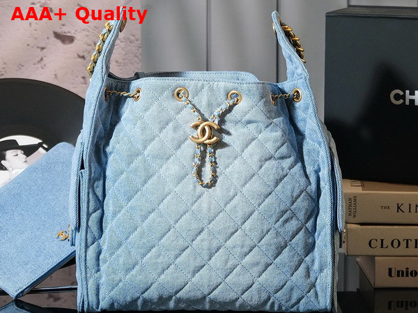 Chanel 25 Medium Handbag in Blue Washed Denim AS5311 Replica