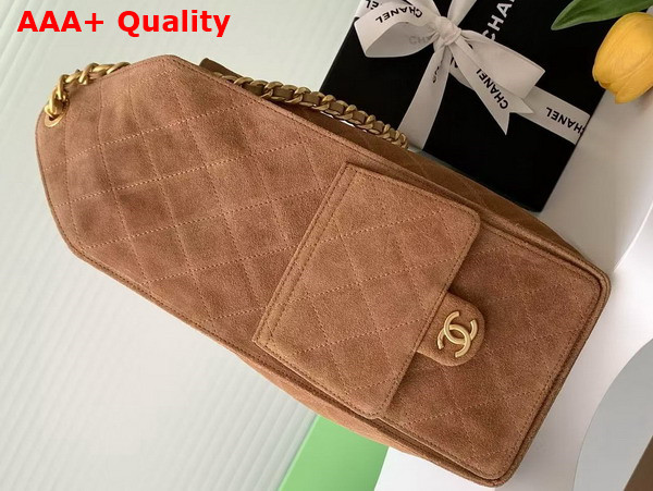 Chanel 25 Medium Handbag in Brown Suede Calfskin AS5311 Replica