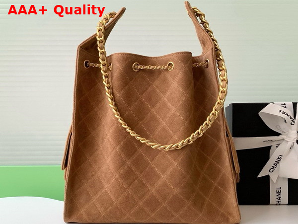 Chanel 25 Medium Handbag in Brown Suede Calfskin AS5311 Replica