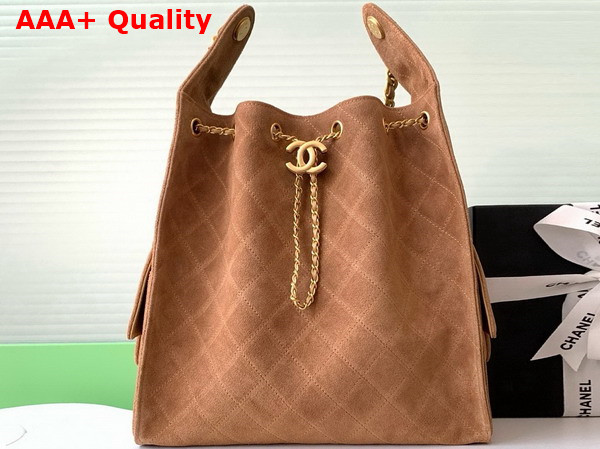 Chanel 25 Medium Handbag in Brown Suede Calfskin AS5311 Replica