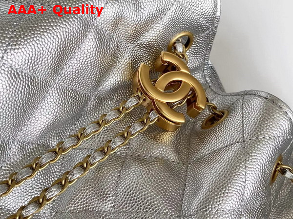 Chanel 25 Medium Handbag in Silvery Metallic Grained Calfskin AS5311 Replica