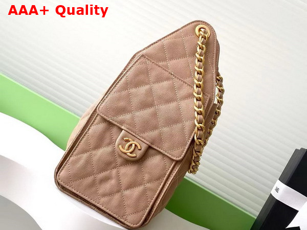 Chanel 25 Small Handbag in Beige Grained Calfskin AS5293 Replica