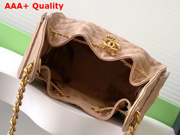 Chanel 25 Small Handbag in Beige Grained Calfskin AS5293 Replica
