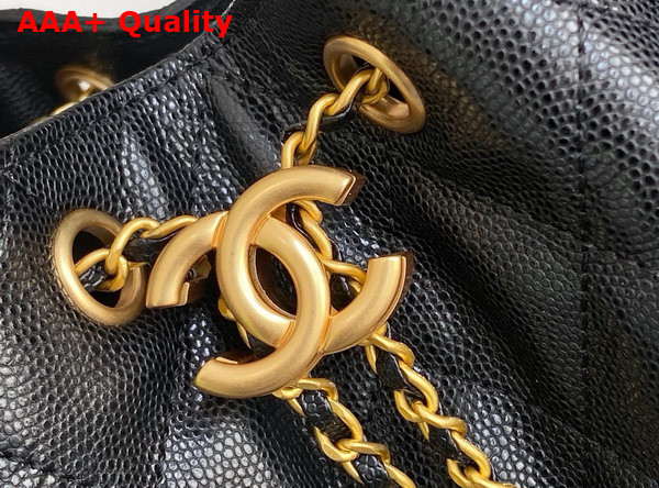 Chanel 25 Small Handbag in Black Grained Calfskin Gold Tone Metal AS5293 Replica