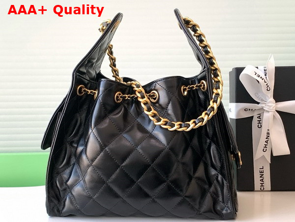 Chanel 25 Small Handbag in Black Shiny Calfskin AS5293 Replica