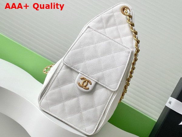 Chanel 25 Small Handbag in White Grained Calfskin Gold Tone Metal AS5293 Replica