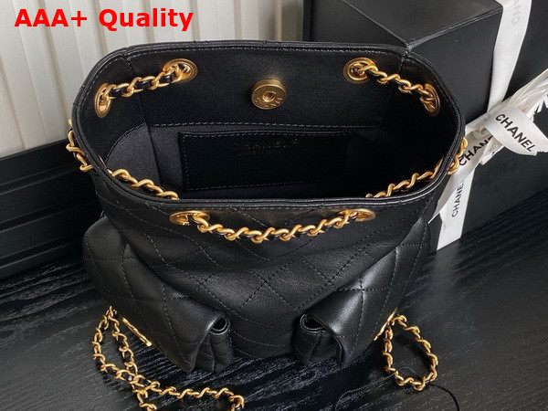 Chanel Backpack Shiny Lambskin Gold Tone Metal Black AS5310 Replica