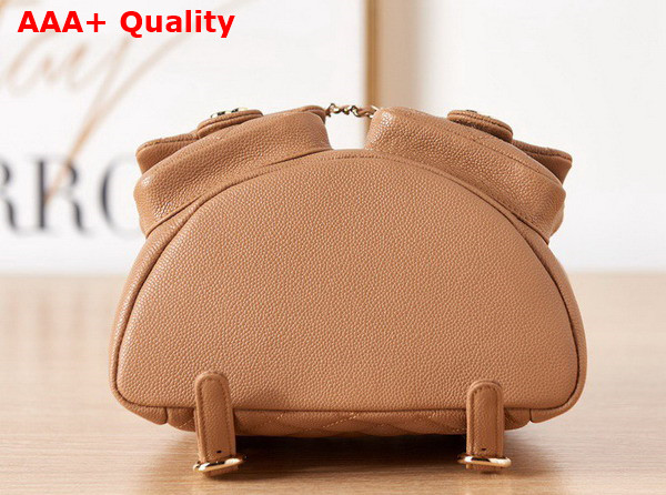 Chanel Backpack in Tan Grained Shiny Calfskin Gold Tone Metal Replica