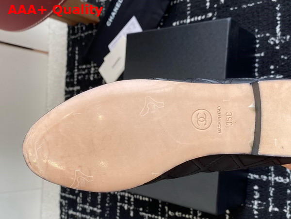 Chanel Ballet Flat in Black Embroidered Lambskin and Patent Calfskin Replica