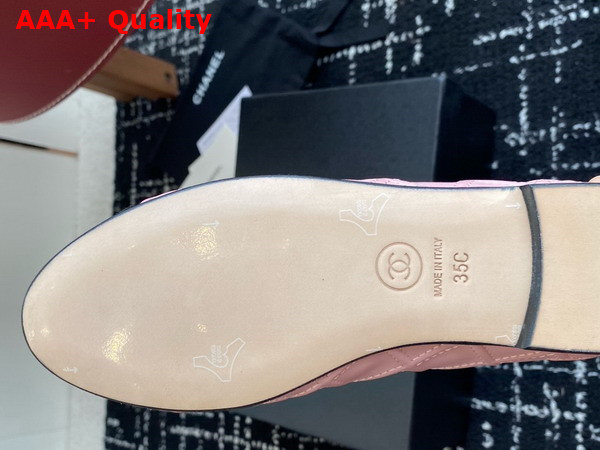 Chanel Ballet Flat in Embroidered Lambskin and Patent Calfskin Pink and Black Replica