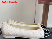 Chanel Ballet Flat in Embroidered Lambskin and Patent Calfskin White and Black Replica