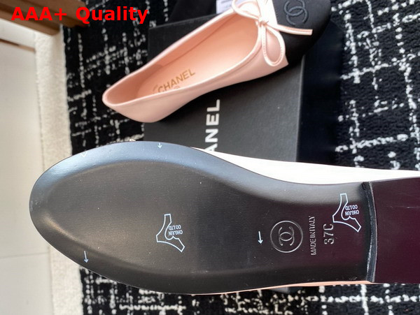 Chanel Ballet Flats Lambskin and Grosgrain Light Pink and Black G02819 Replica