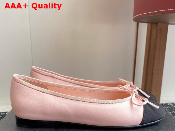 Chanel Ballet Flats Lambskin and Grosgrain Light Pink and Black G02819 Replica