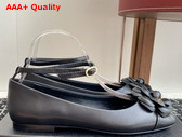 Chanel Ballet Flats in Black Lambskin with Camellia G46520 Replica